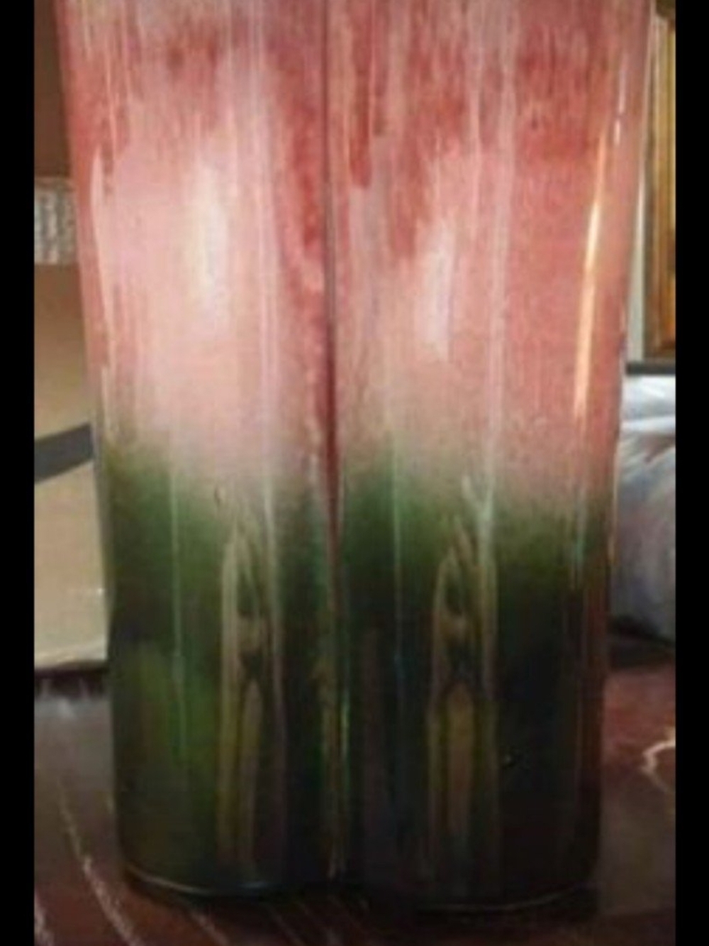 1950s Hull Vase Pink and Deep Green Ombre
